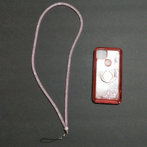 Google Pixel 5 5g Rose Gold Clear Cover Strap Moving Holographic Sparkle… - Picture 5 of 8